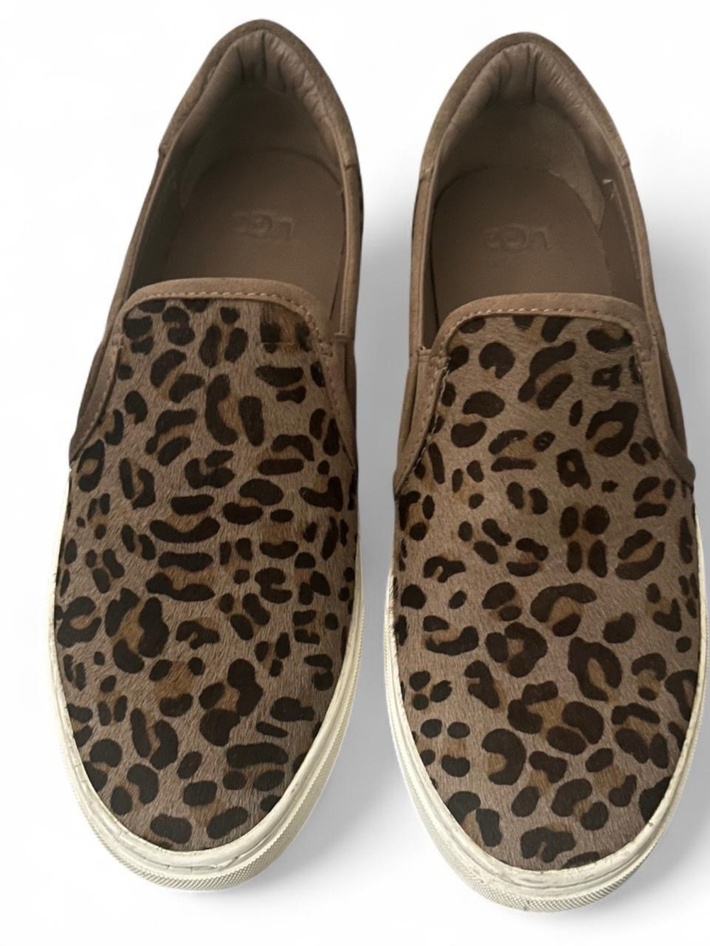 UGG Leopard-Print Slip-On Sneakers in Tan and Dark Brown